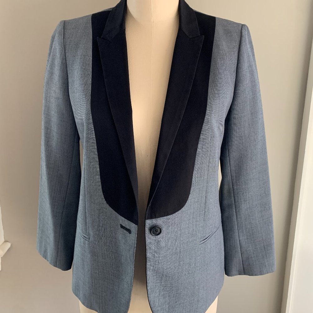 Zadig & Voltaire blue notch collar blazer with black bib inset
